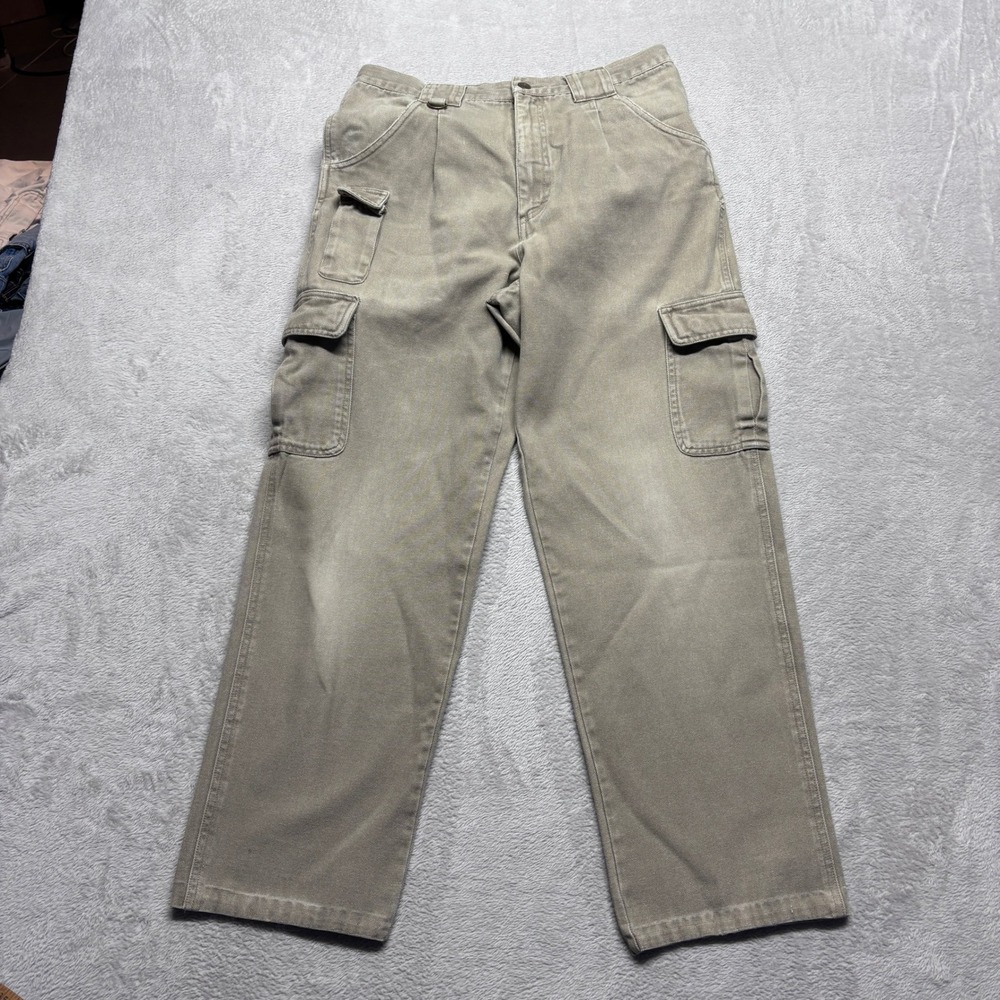 Vintage Cabelas Mens 32 Canvas Cargo Pants Khaki Tan Outdoor‎ Workwear 901279